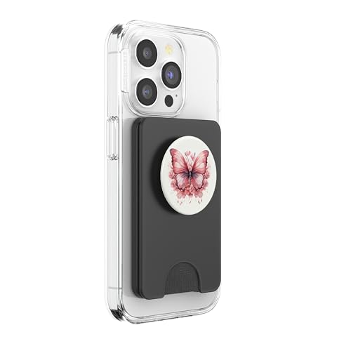 Pink Butterflies And Flowers Floral Butterfly PopSockets PopWallet for MagSafe - style: Magnetic PopWallet