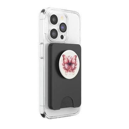 Pink Butterflies And Flowers Floral Butterfly PopSockets PopWallet for MagSafe - style: Magnetic PopWallet
