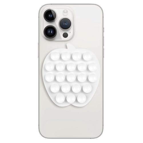 CIEO SuctionPhone Grip, Strong Silicone Suction,Strawberry Sticky Grip,Suitable for Selfies and Videos on Mirrors, Bathrooms and Smooth Surfaces, Compatible with iPhone (White) - color: White