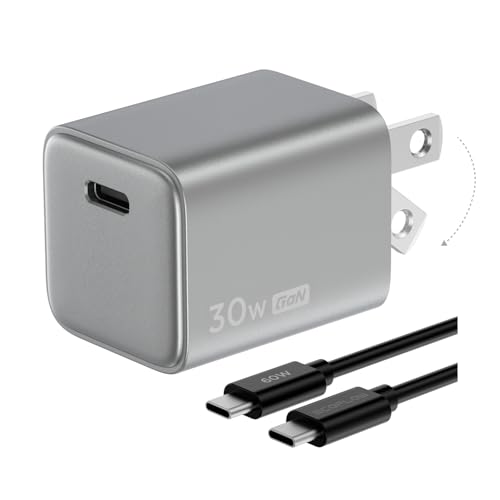 EF ECOFLOW USB C Charger, Rapid 30W GaN Type C Charging Block with Foldable Plug, Fast Wall Charger Compatible with iPhone 15/14/13, Galaxy, Pixel 4, iPad, AirPods, Apple Watch (USBC Cable Included) - size: 30W