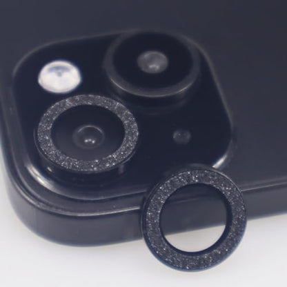 BONVAN for iPhone 15/15 Plus Camera Lens Protector Bling Glitter Metal Crystal Tempered Glass Screen Accessories Sparkly Lens Cover, also Compatible with iPhone 16e (2PCS) (Black) - color: Black