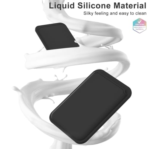 oakxco Magnetic Phone Wallet Stick On, Secure Phone Card Holder Silicone Compatible with Magsafe, Adhesive Pocket Sleeve ID Credit Card, Slim Thin Card Case, Compatible with iPhone Samsung, Black - color: Black