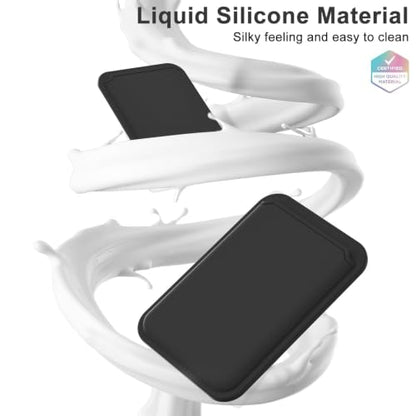 oakxco Magnetic Phone Wallet Stick On, Secure Phone Card Holder Silicone Compatible with Magsafe, Adhesive Pocket Sleeve ID Credit Card, Slim Thin Card Case, Compatible with iPhone Samsung, Black - color: Black