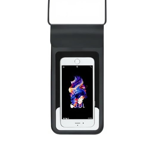 Universal Waterproof Phone Bag with Touch Screen Camera, IPX8 Certified, Compatible with Apple and Huawei, TPU Material, Adjustable Lanyard, Black/Pink/Light Grey - color: black