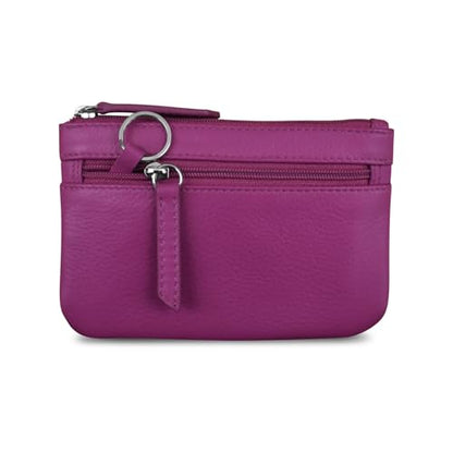 ili New York Leather Mini Compact Coin Purse - Orchid - color: Orchid