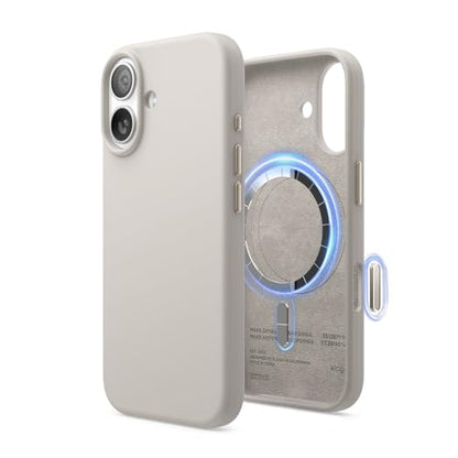 elago Premium Magnetic Silicone Case for iPhone 17 Stone | Compatible with MagSafe, Liquid Silicone Material, Protection, Shockproof, Slim Phone (Stone) - color: Stone, size: iPhone 17