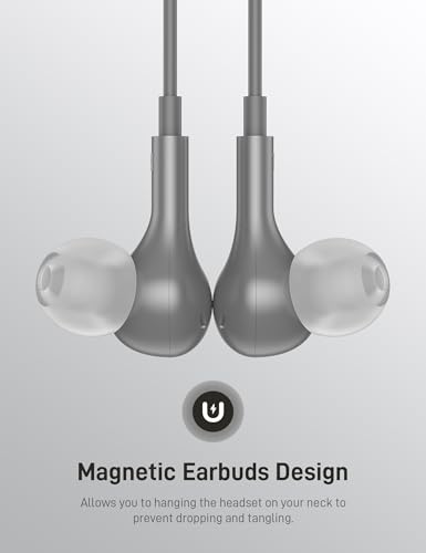 USB C Headphones for Apple/iPhone Duo 18 17 16 15 Wired Earbuds with Case - color: Grey