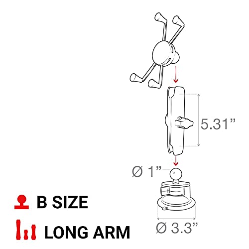 RAM MOUNTS X-Grip Large Phone Mount with Long Arm Twist-Lock Suction Cup - style: Long Arm