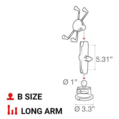 RAM MOUNTS X-Grip Large Phone Mount with Long Arm Twist-Lock Suction Cup - style: Long Arm