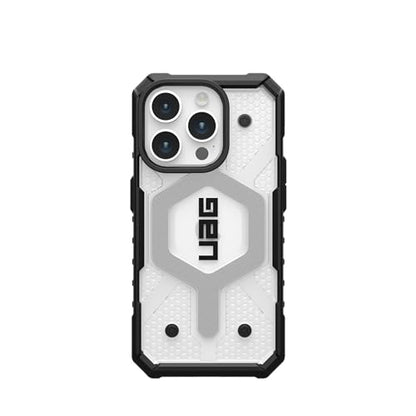 URBAN ARMOR GEAR UAG Case [Updated Ver] Compatible with iPhone 15 Pro Case 6.1" Pathfinder Clear Ice/Silver Built-in Magnet Compatible with MagSafe Charging Rugged Transparent Protective Cover - color: Ice/Silver