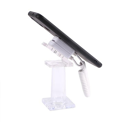 Vctitil Mobile Phone Anti-Theft Display Stand Transparent Square Bracket with Spring Wires and Cables Durable Mobile Phone Base for Store Sales Stand (Stand Size: 2.08 x 2.08 x 4.72)