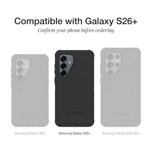 OtterBox Samsung Galaxy S26+ Symmetry Series Case - Black, Thin, Phone Case for Samsung Galaxy, Built-in Fast Charge Magnets & Rasied Edges - color: Black, style: S26+