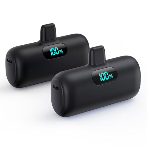 [2 Pack]Small Portable Charger for iPhone14/13,Upgraded 5000mAh PD Fast Charging Power Bank,Mini Portable Phone Charger Compatible with iPhone 14/14 Pro Max/13/13 Pro/12 Pro/11/XR/X/8/7-Black+Black - color: Black+Black