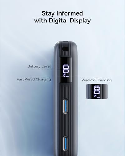 INIU Magnetic Slimmest Power Bank, 10000mAh Qi2.2 Portable Charger - color: Black