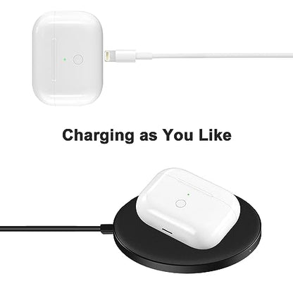 Wireless Charging Case Replacement Compatible with AirPod Pro 1st & 2nd Generation, Air Pod Pro 1 2 Charger Case with Bluetooth Pairing Sync Button - color: White Lighting-Port