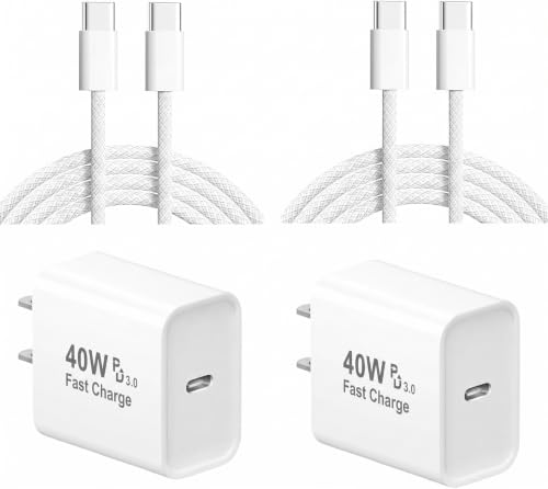 iPhone 18 Pro Max Charger Fast Charging, 2Pack 40W Dynamic Power Adapter with 60W Max Woven 6FT USB-C Cable Data Sync for iPhone 18 Pro/17/Air/16/15 Plus/16/15 Pro Max/iPad Air mini Pro/AirPods Pro - size: 2 Pack