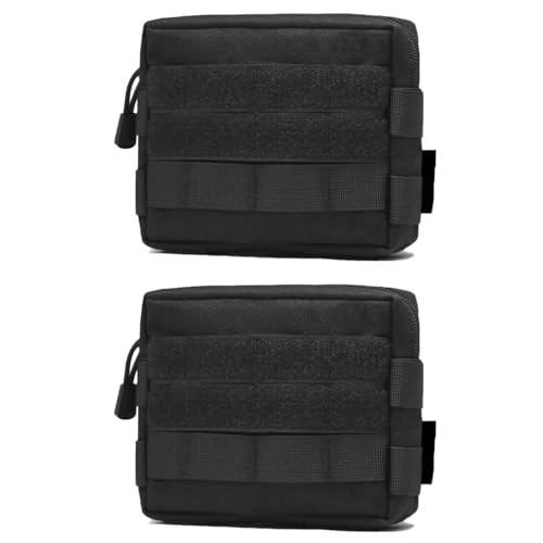 TRIWONDER Tactical Cigarette Pouch Molle Small Military Bag Battery Cigarette Case EDC Utility Card Holder Lighter Slot Mini Cigar Waist Pack - color: 07 Black - 2 Pack