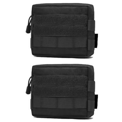 TRIWONDER Tactical Cigarette Pouch Molle Small Military Bag Battery Cigarette Case EDC Utility Card Holder Lighter Slot Mini Cigar Waist Pack - color: 07 Black - 2 Pack