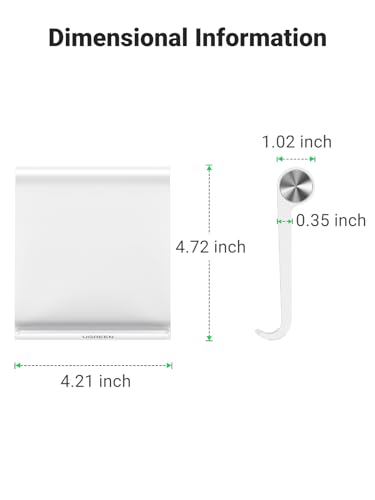 UGREEN Tablet Stand Holder Adjustable Portable Desktop Dock Office Compatible with iPad Pro 11 9.7 10.5 Air Mini 5 4 3 2 iPhone 17 16 15 14 13 12 White - color: White