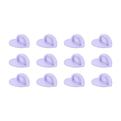 12Pcs Phone Charm Hook Adhesive (Purple, Heart Shaped) - color: Purple