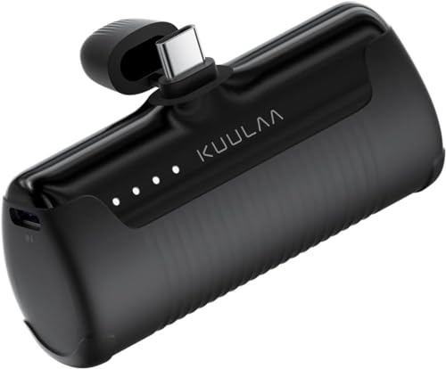 Kuulaa Portable Charger USB C Power Bank 4500mAh Small Portable Phone Charger Android Compact Plug in Battery Pack Portable Compatible with iPhone 15, Samsung Galaxy, Moto, LG, Pixel, Black - color: Pack of 1 Black