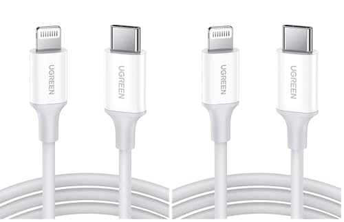 UGREEN USB C to Lightning Cable- 3FT MFi Certified PD Fast Charging Lightning Cord Compatible with iPhone 16/15/14/14 Pro/13/13 Pro/12/12 Pro/11, MacBook, iPad, AirPods Pro (Pack of 2) - size: 3FT (Pack of 2)