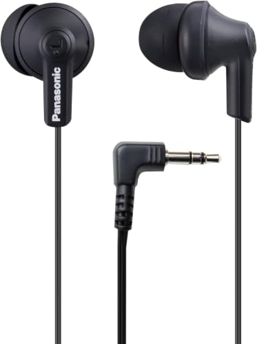 Panasonic ErgoFit Wired Earbuds with 3.5mm Jack, in-Ear Headphones, Crystal-Clear Sound, Ergonomic Fit (S/M/L), for Phones & Laptops, RP-HJE120-KA, Matte Black (Pack of 10) - color: Matte Black, size: S/M/L (Pack of 10), style: No Mic