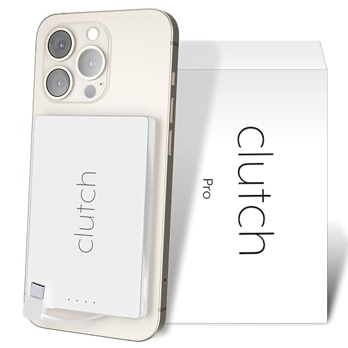 Clutch - Pro USB-C Portable Charger - Compatible with iPhone 15, 16, 17 & Android Devices - Power Bank Magnetic Battery - TSA Travel Approved - USB Rechargeable - Built-in Cable - 5000 mAh - 3.7oz - color: White