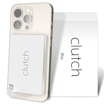 Clutch - Pro USB-C Portable Charger - Compatible with iPhone 15, 16, 17 & Android Devices - Power Bank Magnetic Battery - TSA Travel Approved - USB Rechargeable - Built-in Cable - 5000 mAh - 3.7oz - color: White