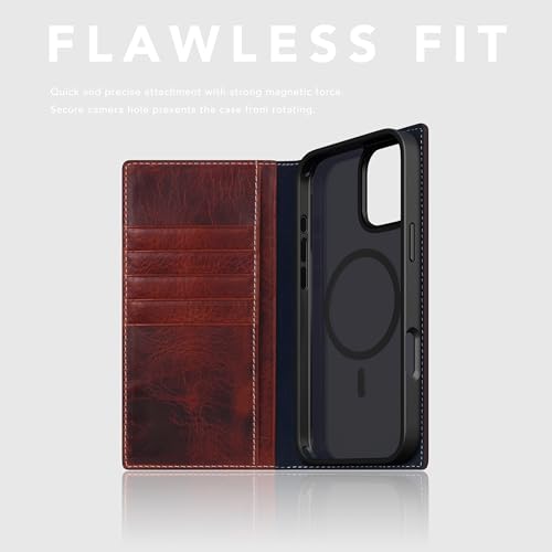 SLG D7 Italian Wax Leather Wallet Case for iPhone 16 - [2-in-1] Handcrafted Detachable Diary Style with Magnetic MagSafe Back Cover, Gift Box Included (Brown) - color: [D7 Wax] Brown, size: iPhone 16