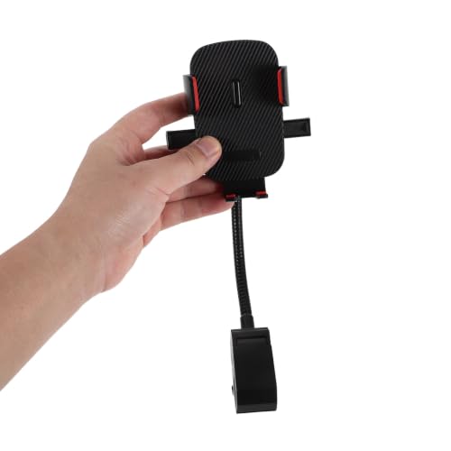 Black Metal Gooseneck Phone Clamp Mount for Desk and Kitchen