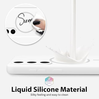 oakxco for Samsung Galaxy S25 FE Case Silicone Mag Safe, Magnetic Slim Thin Phone Case Compatible with Magsafe, Women Girls Cute Girly Aesthetic Soft Rubber Gel Safecase with Camera Cover, White - color: White, size: S25 FE