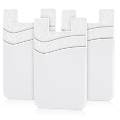 SHANSHUI Phone Wallet, Strong Adhesive Silicone Wallet Sleeve Pocket ID Credit Card Holder Stick on Fit for iPhone & All Smartphones White - color: Whitex3