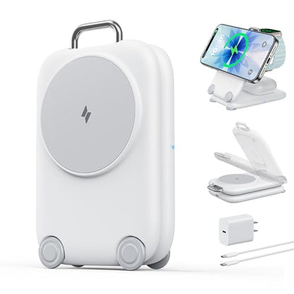 Mukiya PaktVault Traveling Fast Wireless Charging Station for iPhone Duo - color: White