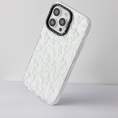 Dumkery Cute White Flowers Case Compatible with iPhone 14 Pro Max Clear Case, Floral Aesthetic Pattern, Soft TPU Full Body Protection Shockproof Slim Cases Cover for Girls Women - size: iPhone 14 Pro Max