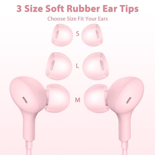 iMangoo for Apple MFi-Certified Lightning Wired Earbuds Headphones with Mic - color: Pink