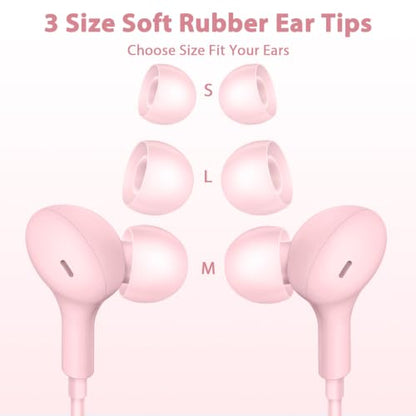 iMangoo for Apple MFi-Certified Lightning Wired Earbuds Headphones with Mic - color: Pink
