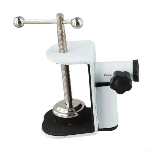 Metal Base C-Shape Table Mount Clamp with Cantilever Bracket and 360° Rotation for Desktop or Bedside Use, Black(white)