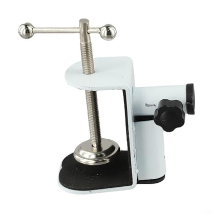 Metal Base C-Shape Table Mount Clamp with Cantilever Bracket and 360° Rotation for Desktop or Bedside Use, Black(white)