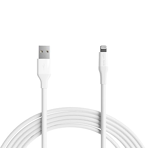 Amazon Basics Apple MFi Certified USB-A to Lightning Cable for iPhone iPad, Fast Charging, 10ft (10 Foot), White, 1-Pack - color: White, size: 10 Feet