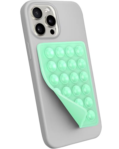StickyGrippy Suction Phone Case Mount, Sillicon Adhesive Phone Accessory for iPhone and Android, Hands-Free Strong Grip Mirror Shower Phone Holder, Tiktok Videos and Selfies (Mint) - color: Mint