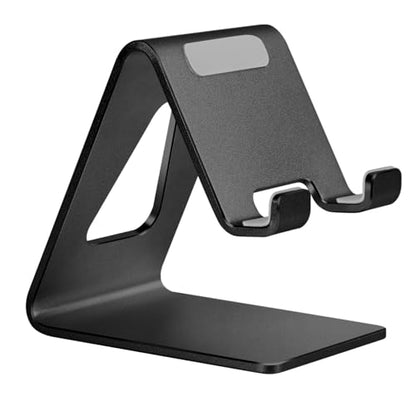 Aoviho Cell Phone Stand for Desk, Aluminum Phone Holder, Black - color: Black