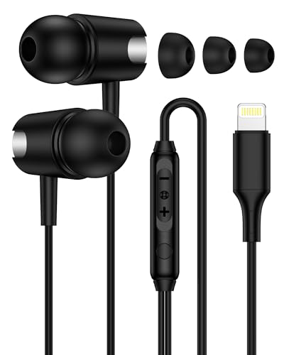 Wired Earbuds Lightning Connector for iPhone 14/13, in-Ear Wired Headphones - color: Black