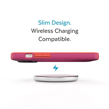 Speck iPhone 15 Plus & 14 Plus Case - Slim Phone Case with Drop Protection, Scratch Resistant with Soft Touch for 6.7 inch iPhone - Dual Layer Case, Digital Pink/Energy Red CandyShell Pro - color: Digital Pink/Energy Red