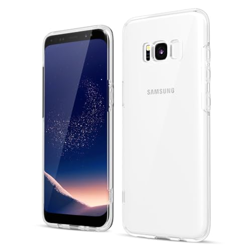 oakxco for Samsung Galaxy S8 Phone Case Liquid Silicone Grip, Cute Thin Slim Soft Rubber TPU Plain Smooth Gel Cover for Women Girl Aesthetic Design, Matte Solid Protective & Shockproof, Clear - color: Clear, size: S8