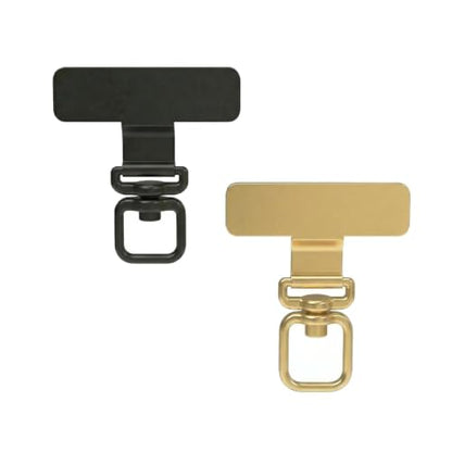 360°Rotatable Metal Phone Tether Tab for iPhone，Cell Phone Lanyard Replacement Part for All Full Phone Cases - color: A1-black+gold-short Thin Strip