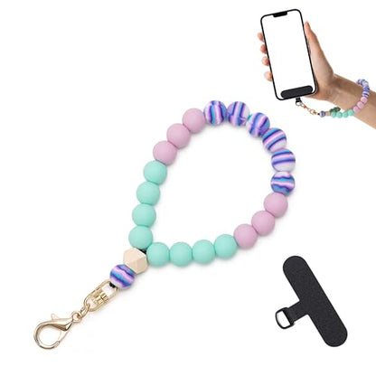 Lostars Silicone Beaded Phone Wrist Strap for Women, Elastic Wristlet - color: Lavender