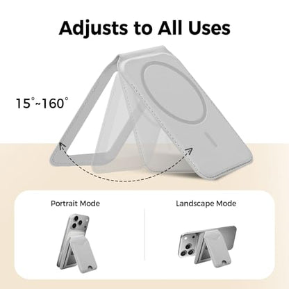 Upgraded for MagSafe Wallet with Makeup mirror，Stronger Magnetic rfid blocking Wallet for iPhone Air 17 16 15 14 13 12 Pro Max,5 Cards Holder with Adjustable Stand - color: Gray