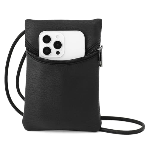 Small Crossbody Women Cell Phone Purse Wallet Bag With Shoulder Strap - color: Black/S-lycheepvc