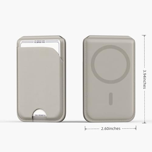 Magnetic Wallet for Mag-Safe with Adjustable Stand, 5 Card Holder, RFID Blocking,Upgraded Leather Card Holder Wallets Compatible with iPhone 17 16 15 14 13 12 Series - color: Grey folding support